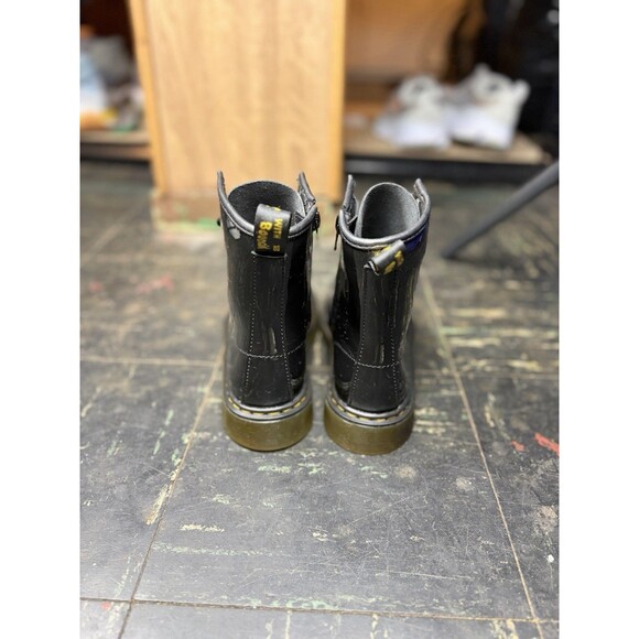 Dr. Martens 1460Y Black Patent Leather Combat Boots Size 5 Glossy Lace Up - Picture 4 of 6